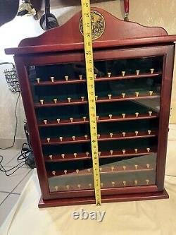 Wooden Golf Ball Display Case Cabinet WithPlastic glass door Holds 63 Golf Balls