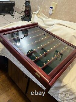 Wooden Golf Ball Display Case Cabinet WithPlastic glass door Holds 63 Golf Balls