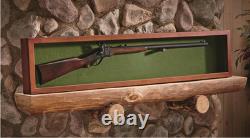 Wooden Gun Sword Display Case Hardwood Wall Mount Storage Rack Glass Lid