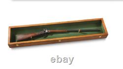 Wooden Gun Sword Display Case Hardwood Wall Mount Storage Rack Glass Lid
