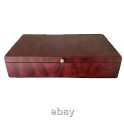 Wooden Hinged Jewelry box Lift Out Trays Lined Compartments Rings Bracelets Etc