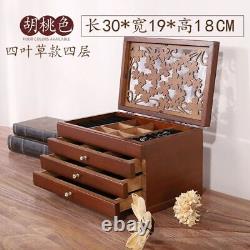 Wooden Jewelry Boxes Velvet Drawer Ring Necklace Earrings Display Tray Organizer