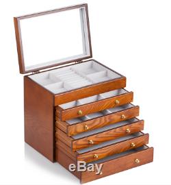 Wooden Vintage Large Jewellery Box Bracelet Rings Storage Organiser Display Case