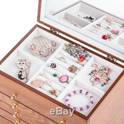 Wooden Vintage Large Jewellery Box Bracelet Rings Storage Organiser Display Case