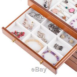 Wooden Vintage Large Jewellery Box Bracelet Rings Storage Organiser Display Case