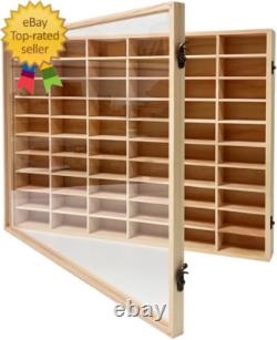 Wooden Wall Mount Display Case for Hot Wheels, with Dust Resistant Door, Matchbo