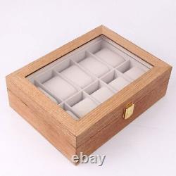 Wooden Watch Box Holder Storage Display Box Organizer Retro Glass Watches Case