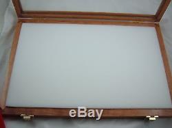 Wooden showcase display walnut wood collect case secure foam lining 18 X 24 X 2