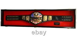 Wrestling Belt Display Case Black Solid Wood WWE MMA Boxing Championship Cabinet