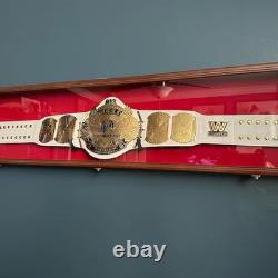 Wrestling Belt Display Case Walnut Wood WWE MMA Boxing Title Cabinet Shadow Box