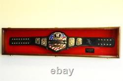 Wrestling Belt Display Case Walnut Wood WWE MMA Boxing Title Cabinet Shadow Box