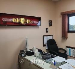 Wrestling Belt Display Case Walnut Wood WWE MMA Boxing Title Cabinet Shadow Box