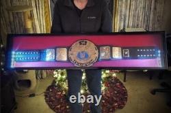 Wrestling Belt Display Case Walnut Wood WWE MMA Boxing Title Cabinet Shadow Box