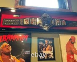 Wrestling Belt Display Case Walnut Wood WWE MMA Boxing Title Cabinet Shadow Box