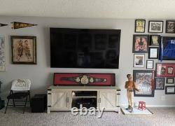 Wrestling Belt Display Case Walnut Wood WWE MMA Boxing Title Cabinet Shadow Box