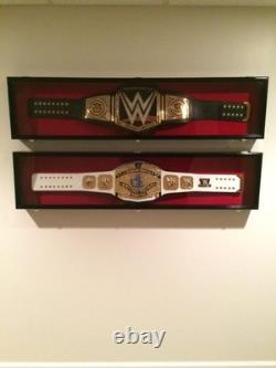 Wrestling Belt Display Case Walnut Wood WWE MMA Boxing Title Cabinet Shadow Box