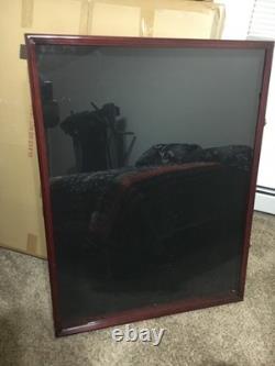XL JERSEY DISPLAY CASE CABINET SHADOWBOX LOCKABLE WithHANGER /WOOD/GLASS/BLACK \\