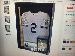XL JERSEY DISPLAY CASE CABINET SHADOWBOX LOCKABLE WithHANGER /WOOD/GLASS/BLACK \\