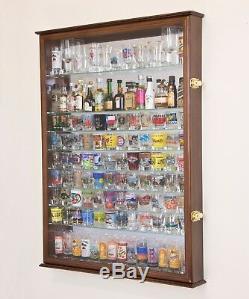 XL Shot Shooter Glass Display Case Cabinet Rack Holder Mirror Back Shotglass