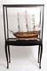 Xl Wood Tall Ship Model Boat Display Case Cabinet Stand With Legs New