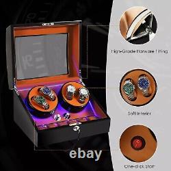 YaeCCC 4+6 Watch Winder Box Display Case Wooden Leather Automatic Rotation Gift