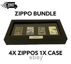 Zippo Lighter Display Case + 4 Lighters Collectables Smoking Supplies Gift NEW