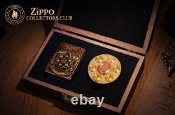 Zippo Roulette Lighter With Brass Heavy 3D Engraving & Wood Display Case