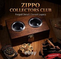 Zippo Roulette Lighter With Brass Heavy 3D Engraving & Wood Display Case