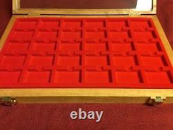 Zippo lighter cherry wood display case with 30 compartment holder