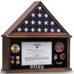 Zmiky Large Burial Flag Display Case American Flag Solid Wood Display Case Fi