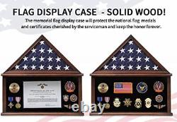 Zmiky Large Burial Flag Display Case American Flag Solid Wood Display Case Fi