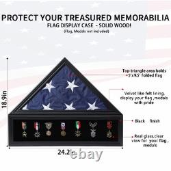 Zmiky Veteran Burial Flag Display Case American Flag Solid Wood Display Case