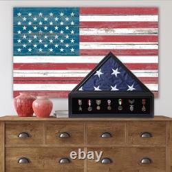 Zmiky Veteran Burial Flag Display Case American Flag Solid Wood Display Case